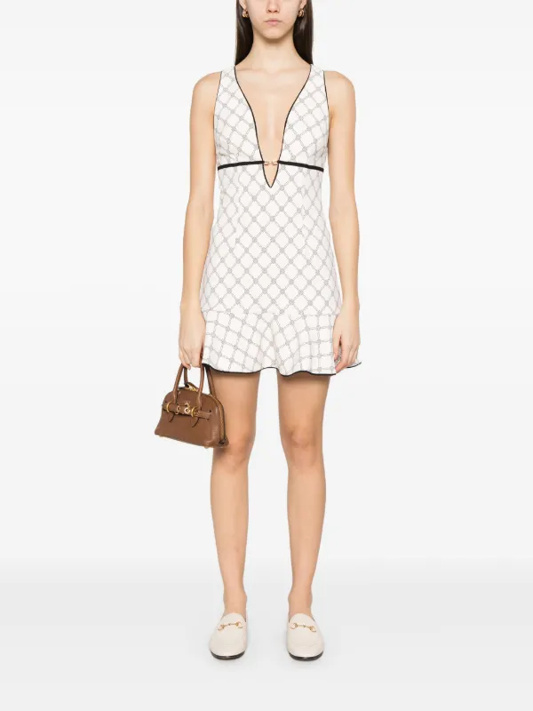 送料/関税込【ELISABETTA FRANCHI】ミニドレス ワンピース ELISABETTA FRANCHI】プリントミニドレス ラビリンスデザイン