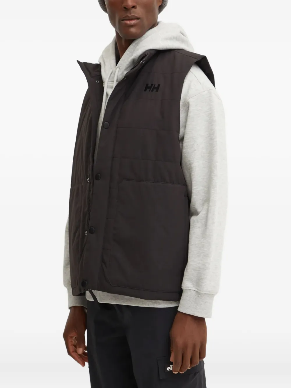 Helly Hansen Hooded Quilted Gilet In Black