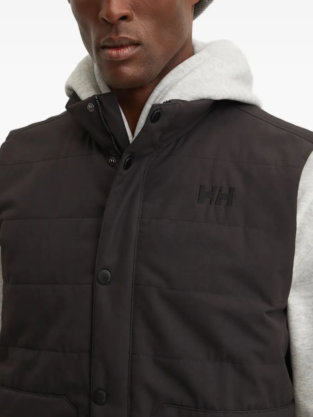 Helly Hansen Hooded Quilted Gilet In Black