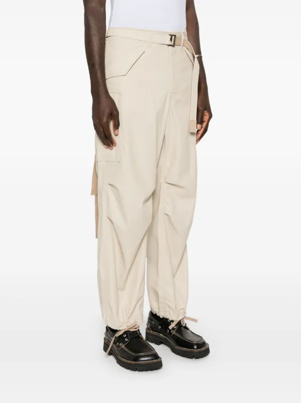 Sacai Belted Trousers | Neutrals | FARFETCH RO