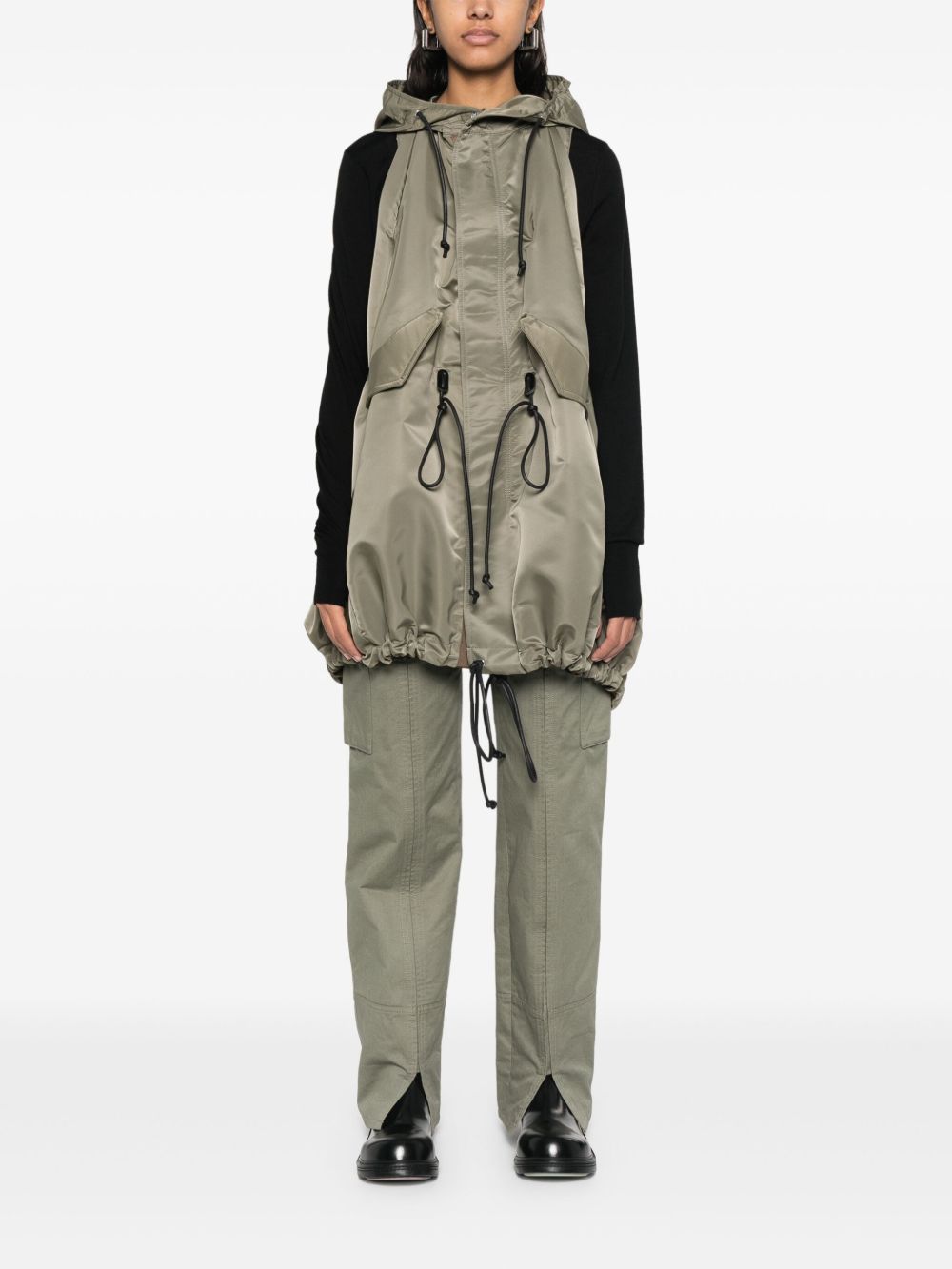 sacai hooded vest - Groen