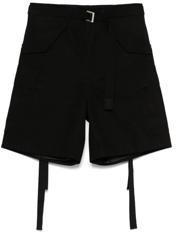 SACAI ベルテットショートパンツ Sacai ベルテッド ショートパンツ | ブラック | FARFETCH JP