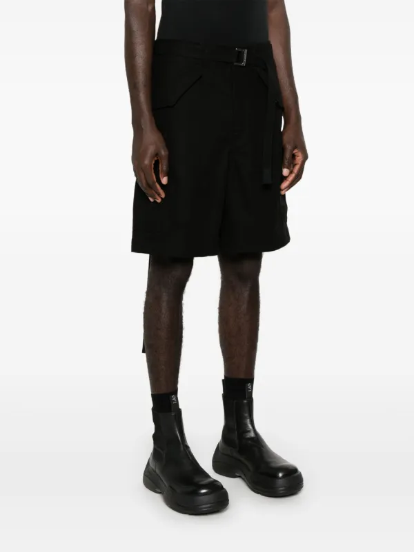 sacai / サカイ | 2021SS | Suiting Shorts / ベルテッド サイドライン ショートパンツ ショーツ / 裏地付き | 2 | ブラック | メンズ Sacai ベルテッド ショートパンツ | ブラック | FARFETCH JP
