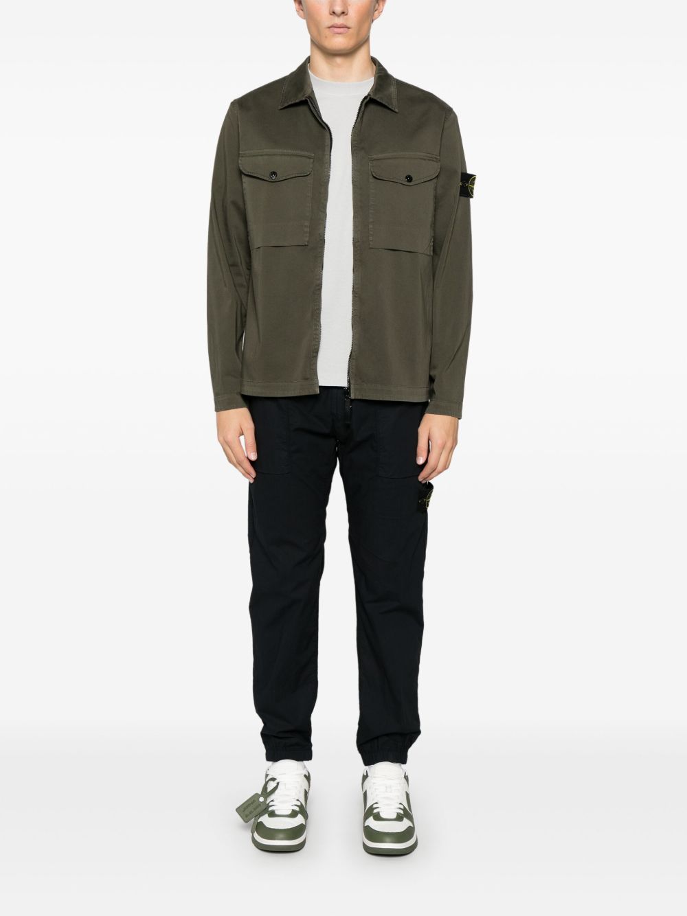 Stone Island Shirtjack met Compass-logopatch - Groen