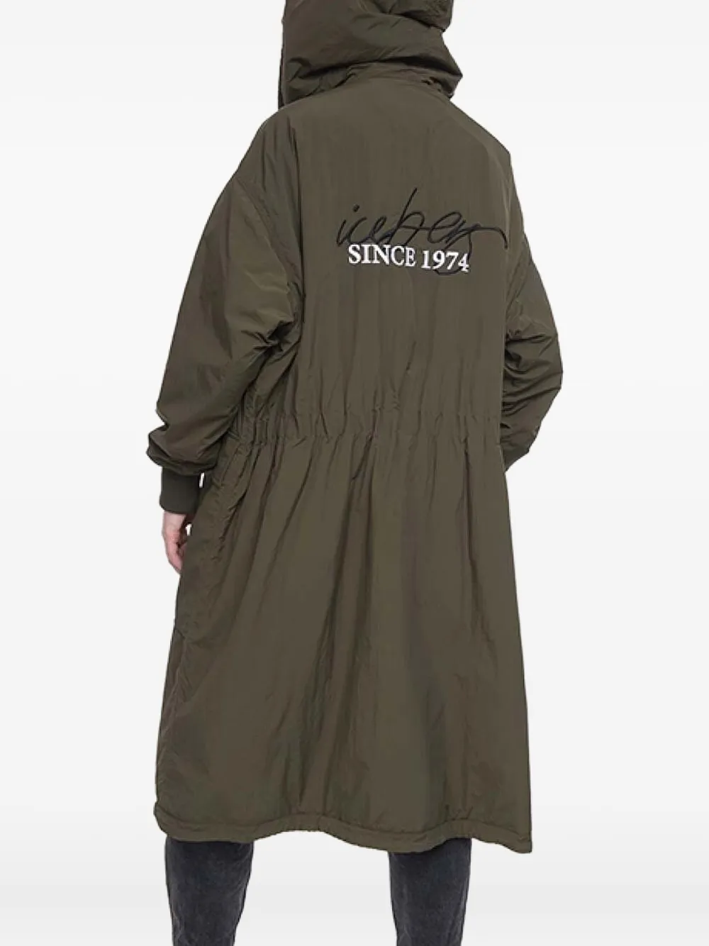 Iceberg embroidered-logo hooded coat Groen