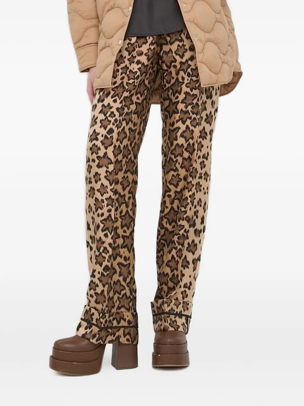 RED Valentino Broek met luipaardprint en zijzak Bruin