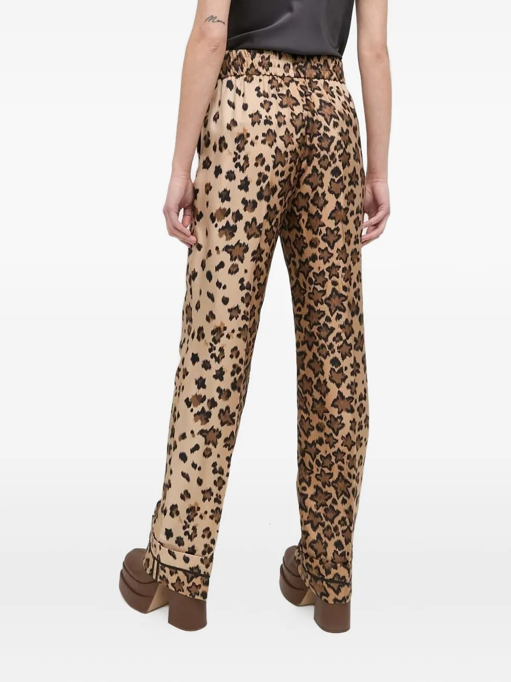 RED Valentino Broek met luipaardprint en zijzak - Bruin