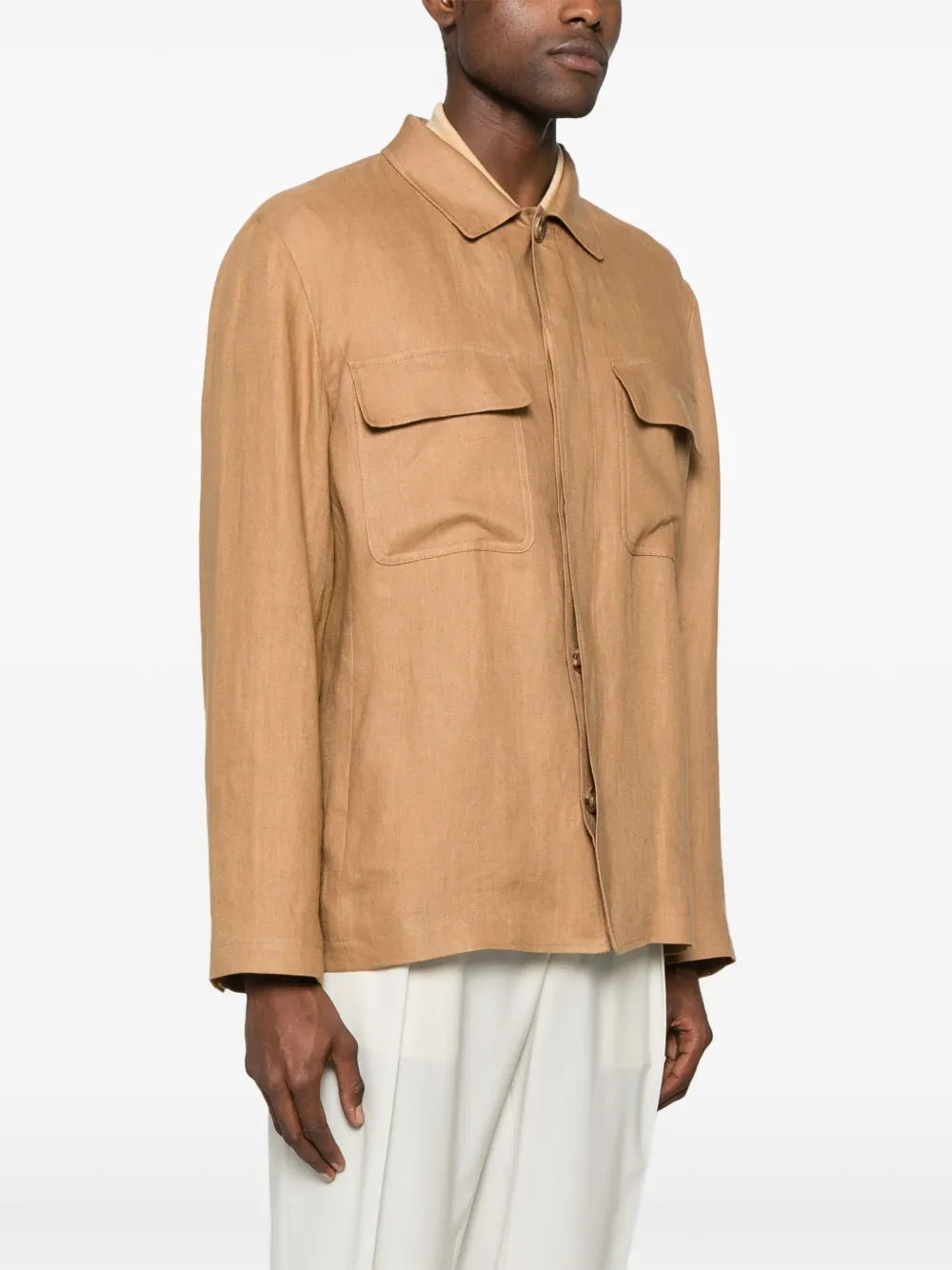 Lardini Linnen shirtjack Bruin