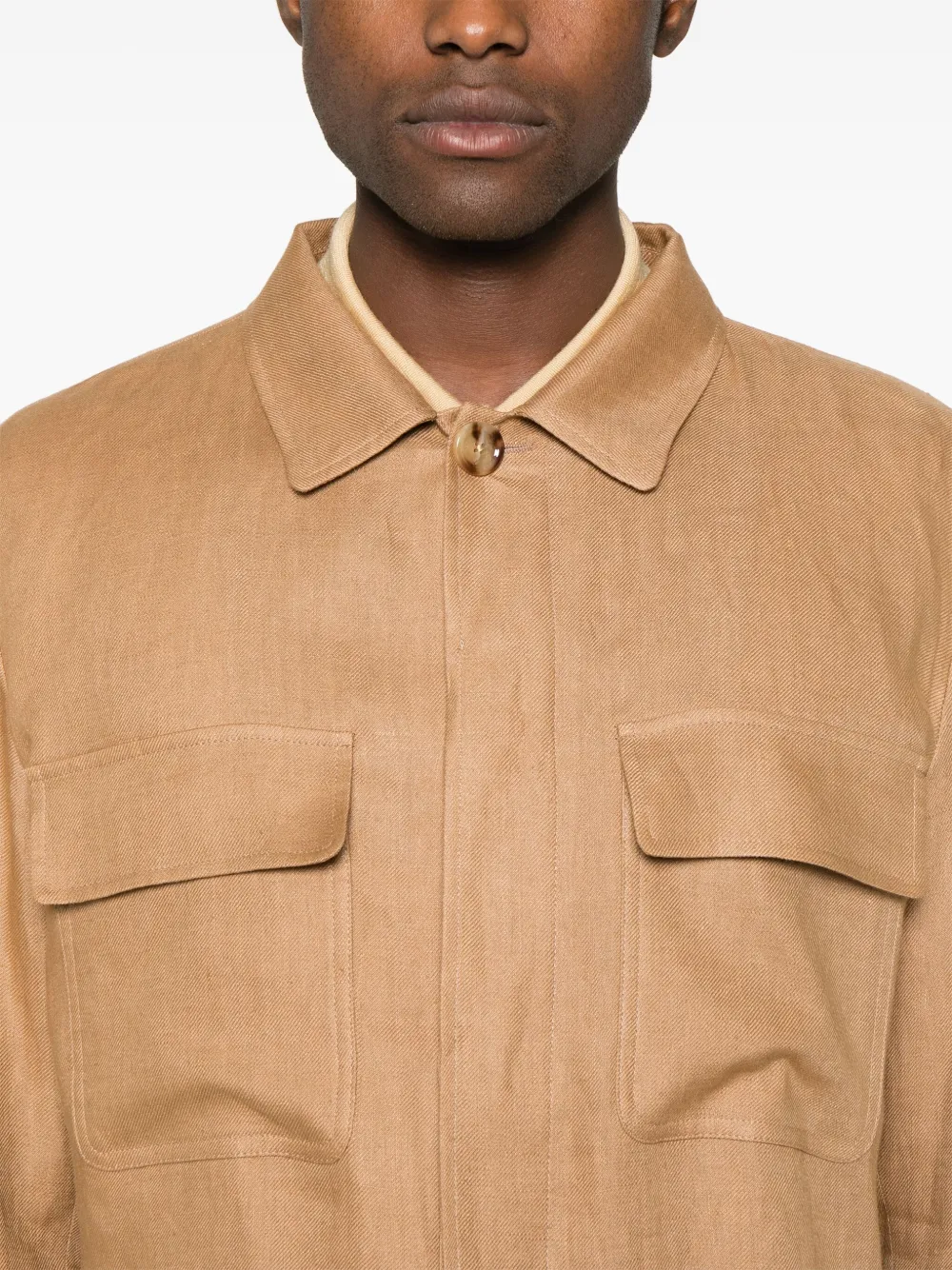 Lardini Linnen shirtjack Bruin