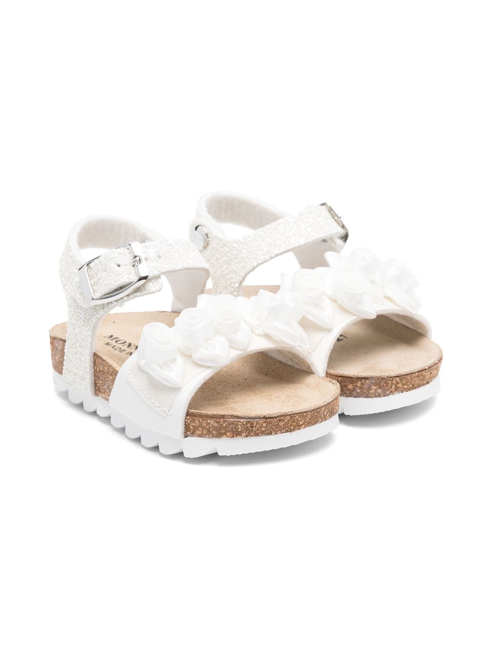 Monnalisa rose-appliqué sandals White