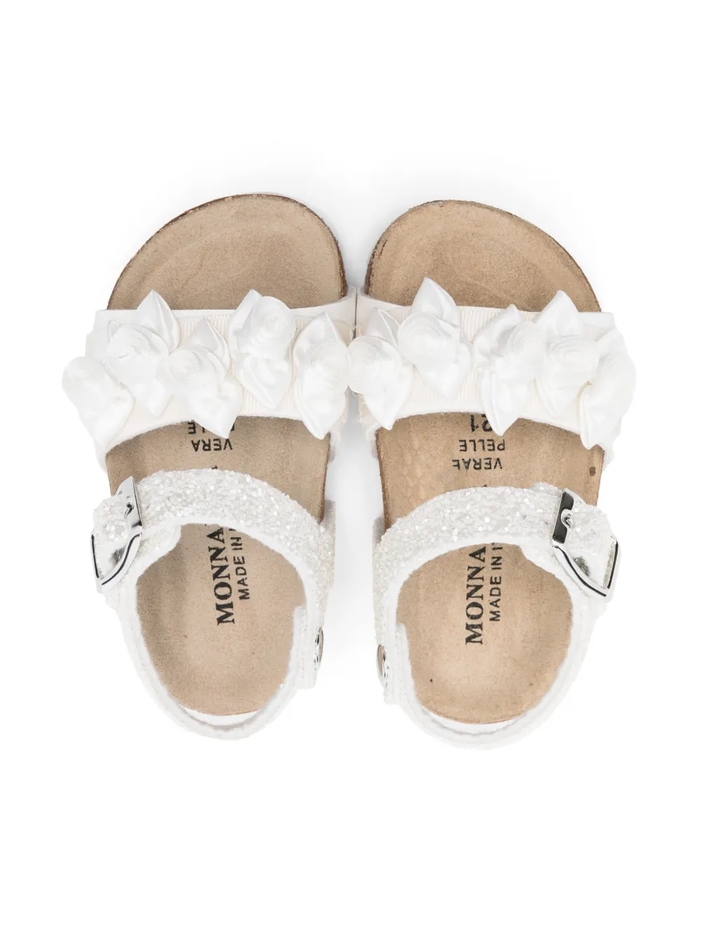 Monnalisa Sandalen met roospatch Wit