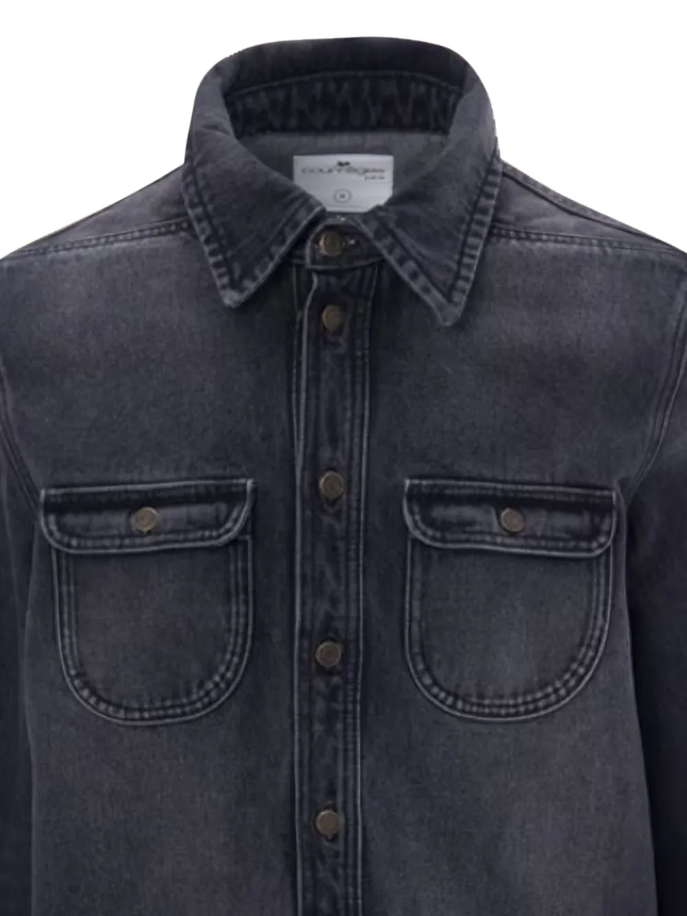 Courrèges denim flap-pocket shirt - Zwart