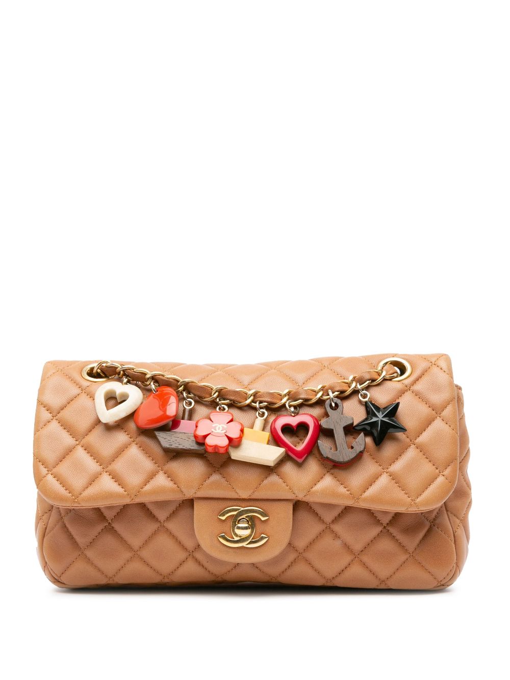 CHANEL Pre-Owned 2010-2011 Medium Classic Lambskin Marine Charms Single Flap shoulder bag - Brown