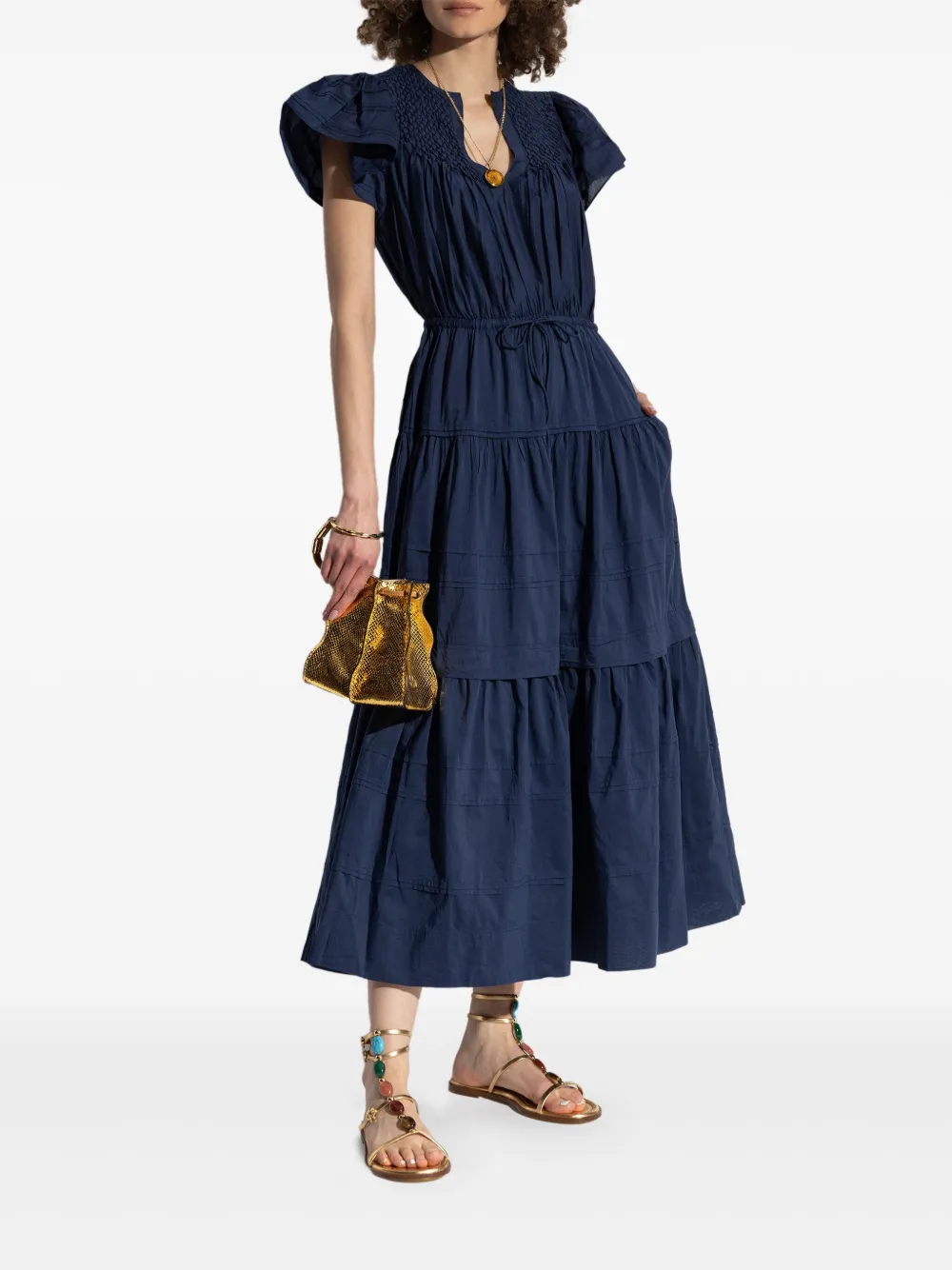 Ulla Johnson Geplooide midi-jurk - Blauw