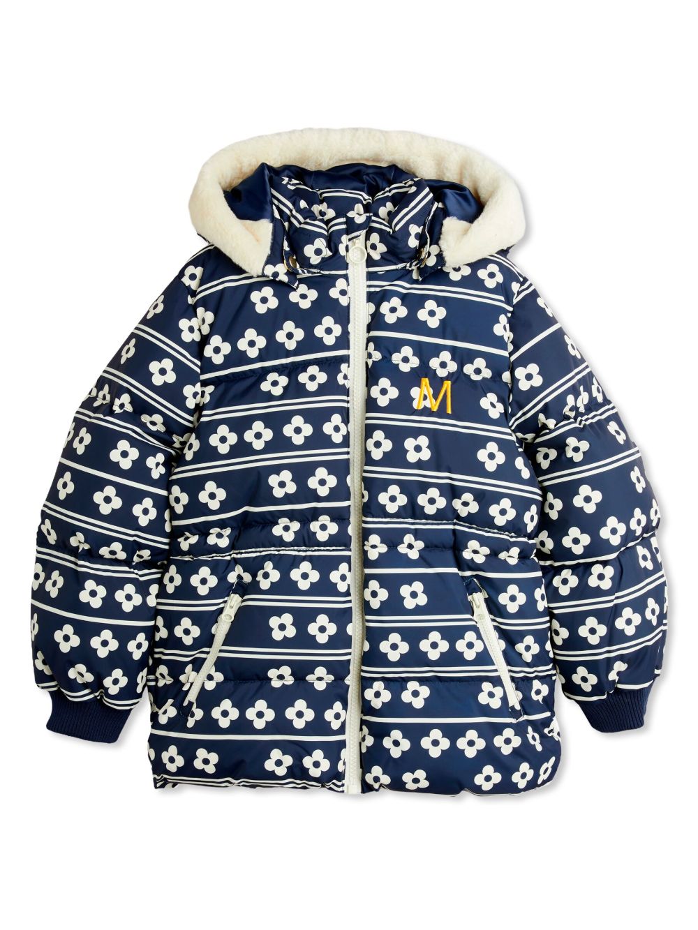 Mini Rodini floral-print padded jacket - Blue