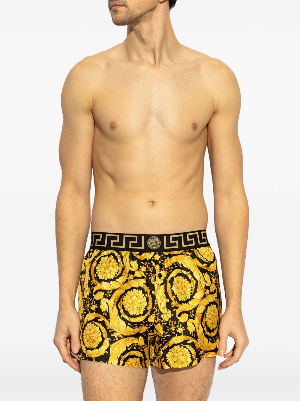 Versace Shorts met Barocco-print - Zwart