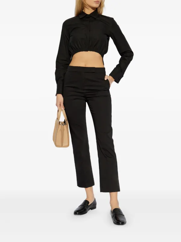 Max Mara Cotton Tapered Trousers Black FARFETCH PH