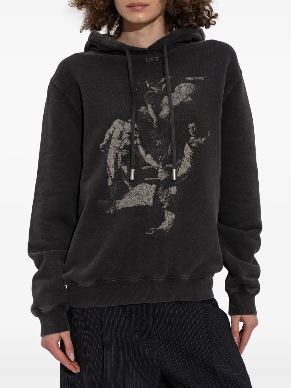 Off-White Hoodie met grafische print Zwart