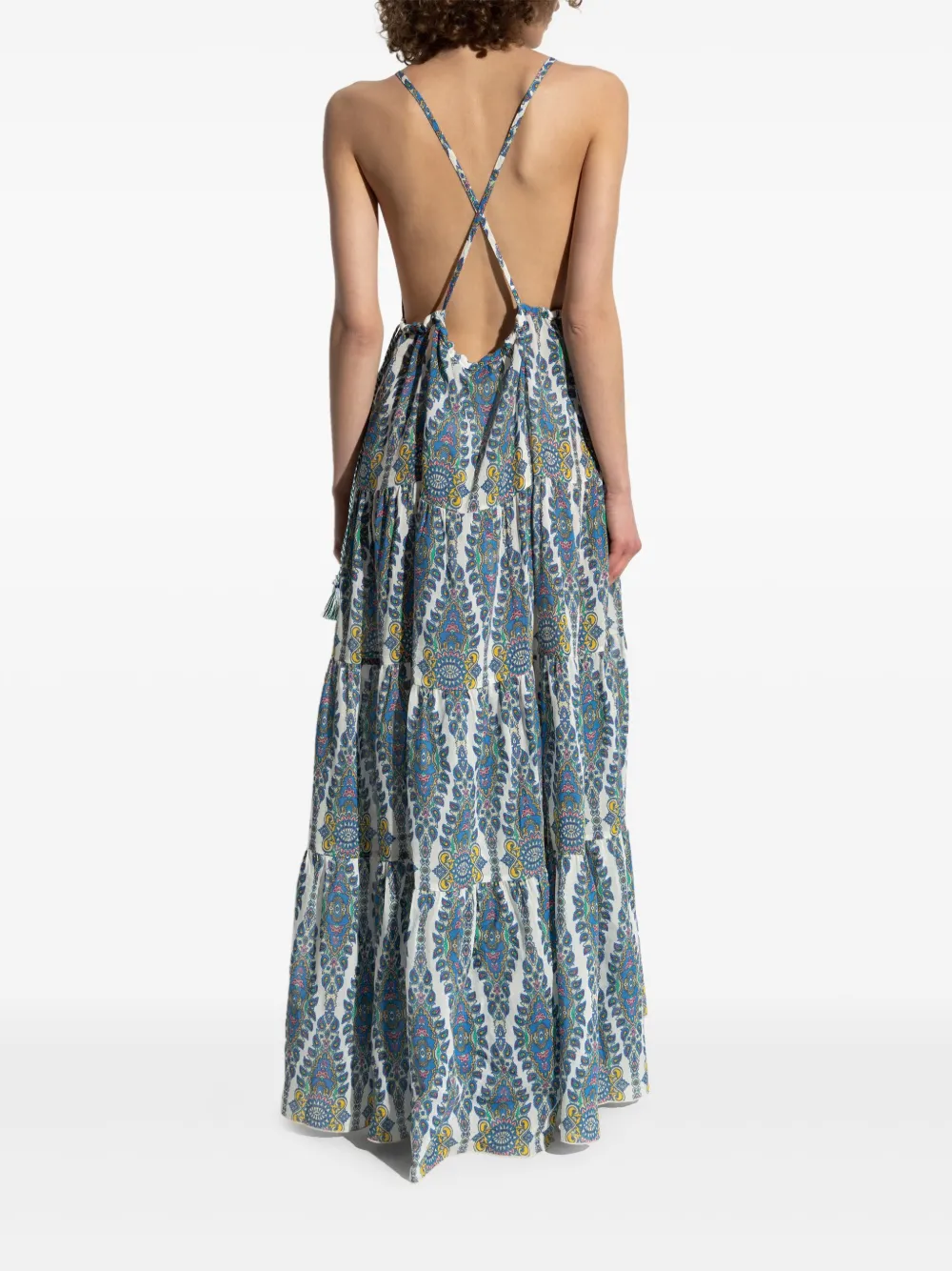 Etro Paisley Print V-neck Maxi Dress In Blue