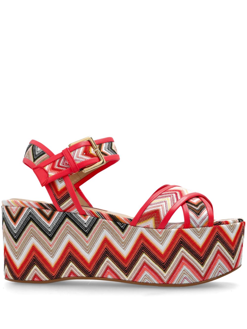 Missoni 80mm Zigzag platform sandals Red