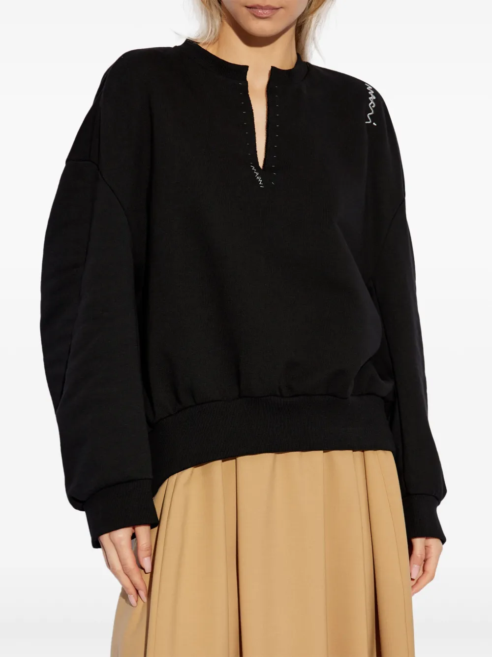 Marni Sweater met geborduurd logo Zwart