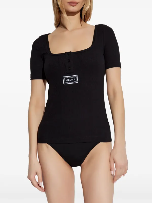 VERSACE ★カットソー★ティシャツ★リブニット Versace リブニット Tシャツ | ブラック | FARFETCH JP