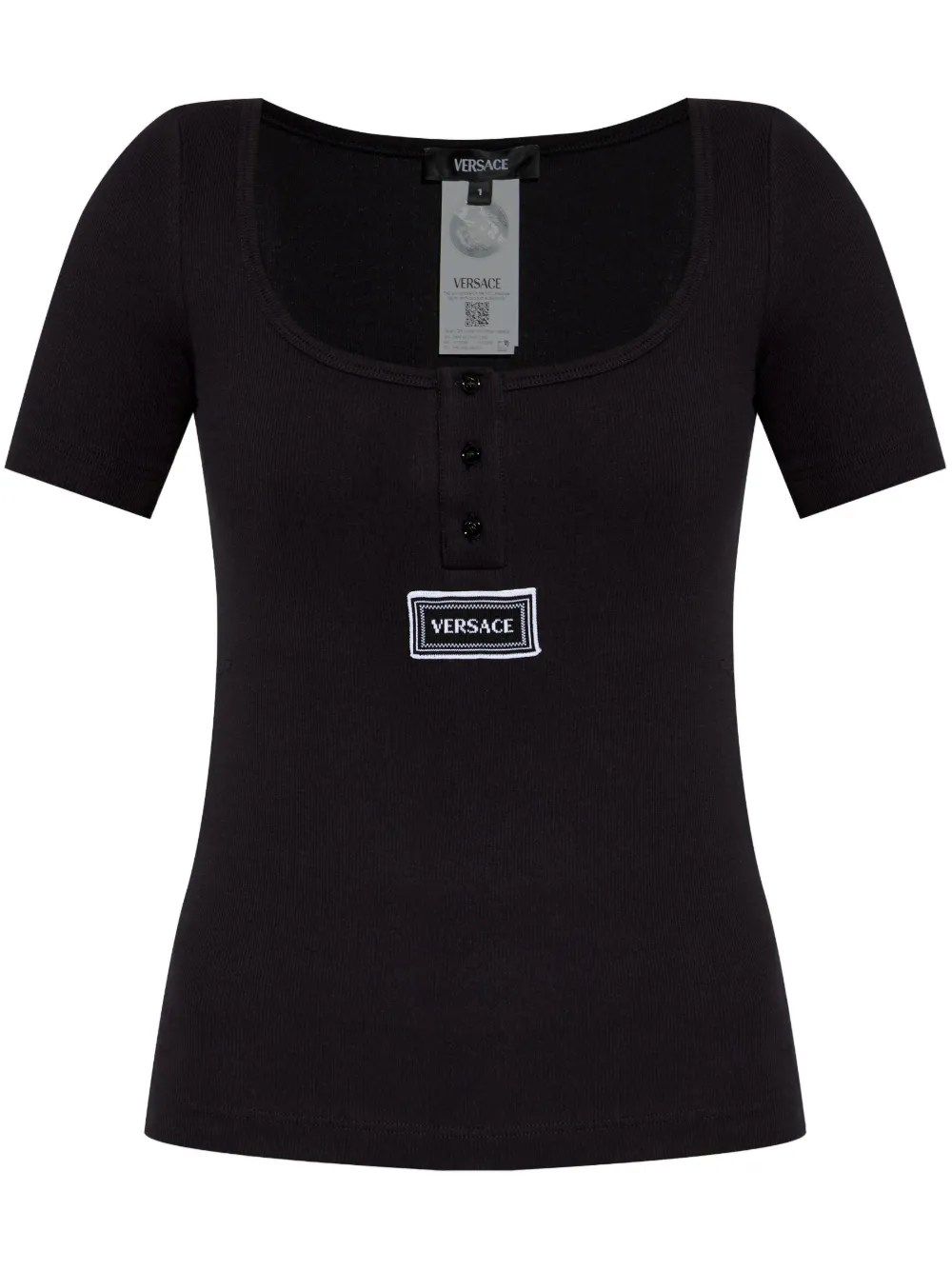 Versace Ribbed Lingerie T-short In Black