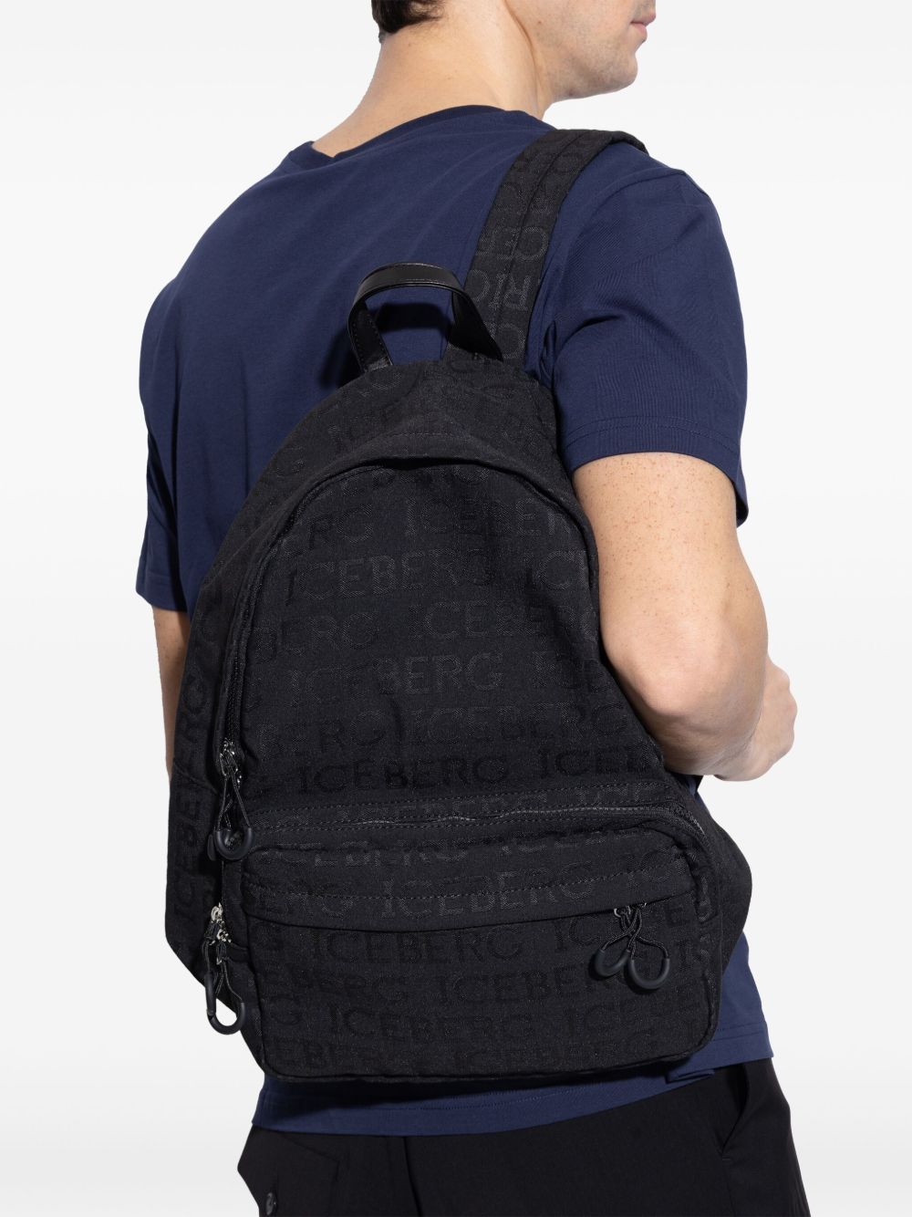 Iceberg all over logo-embossed backpack - Black