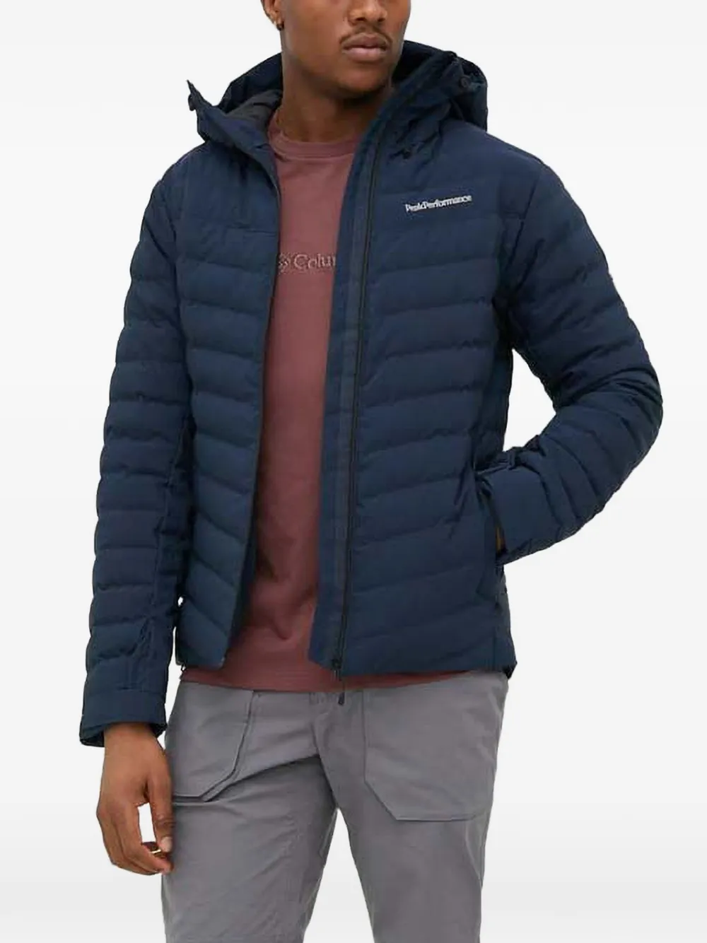 Peak Performance Hooded Padded Jacket In Blue