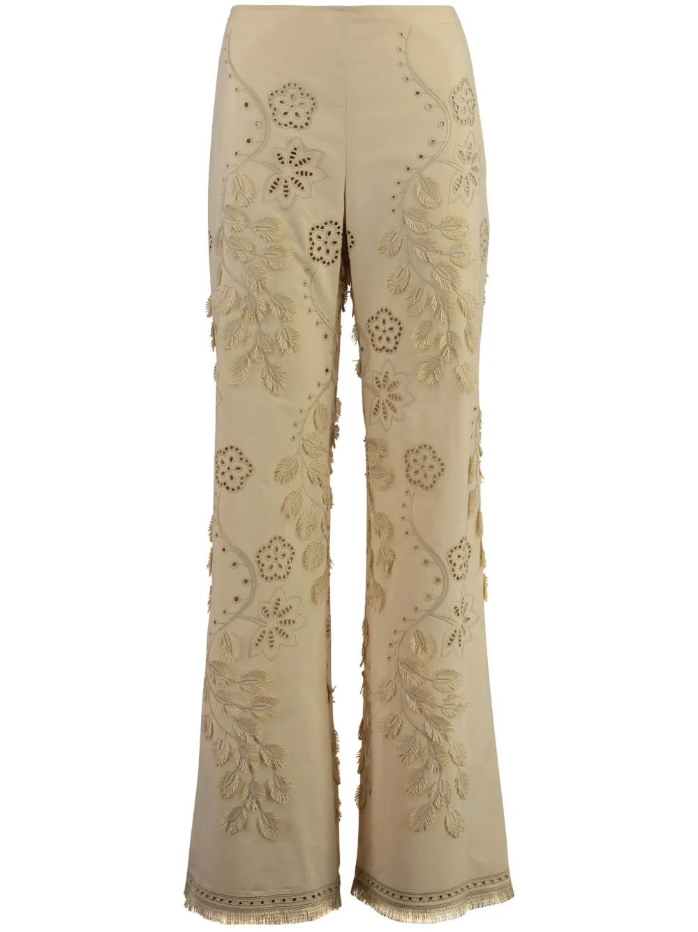 Alberta Ferretti Calça flare com bordado | Marrom | Image 1