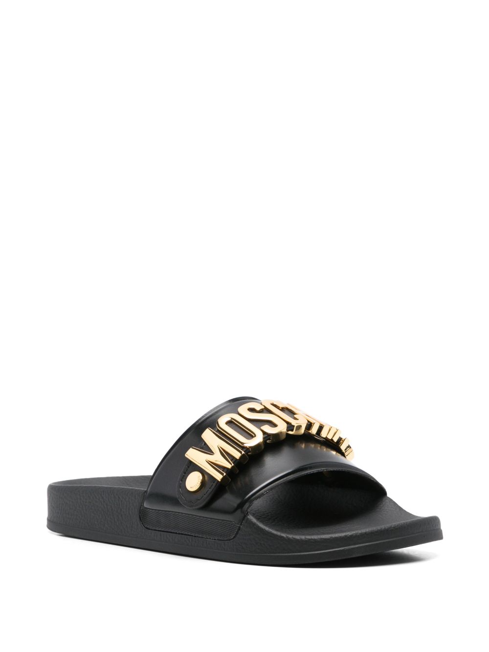 Moschino Slippers met logo - Zwart