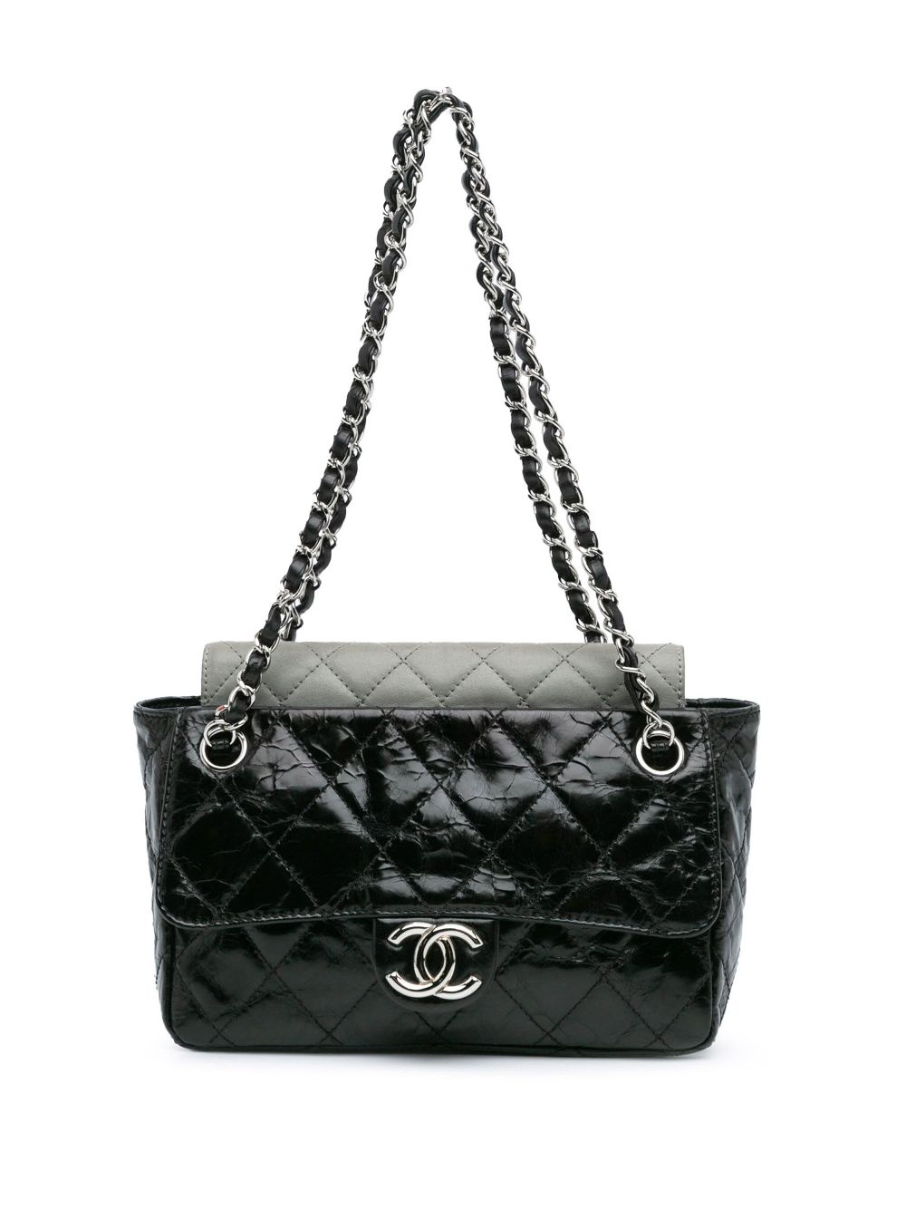 CHANEL Pre-Owned 2008-2009 Glazed Calfskin Iridescent Portobello Flap shoulder bag - Grey