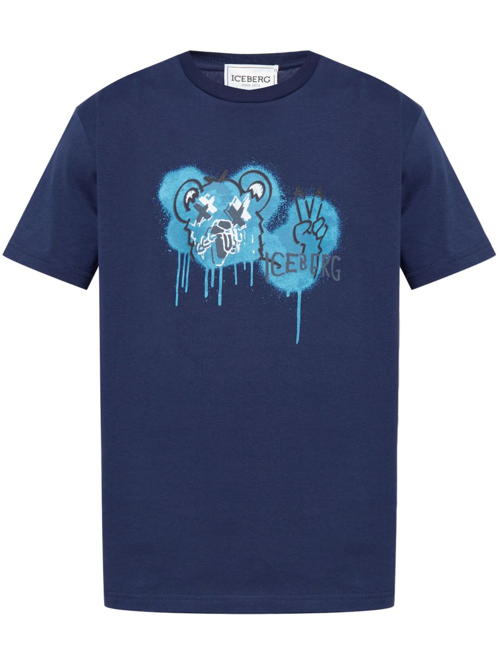 Iceberg Katoenen T-shirt Blauw