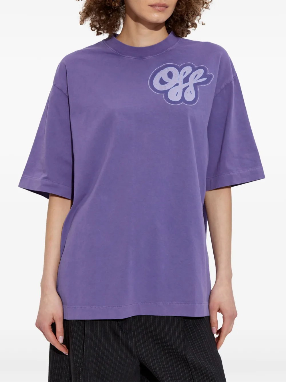 Off-White T-shirt met logoprint Paars