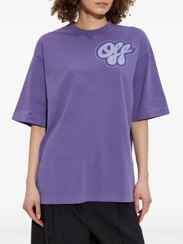 ★Off-White★ Logo Short Sleeve T-Shirt Purple OMAA027S23JER Off-White Logo Print t-shirt | Purple | FARFETCH