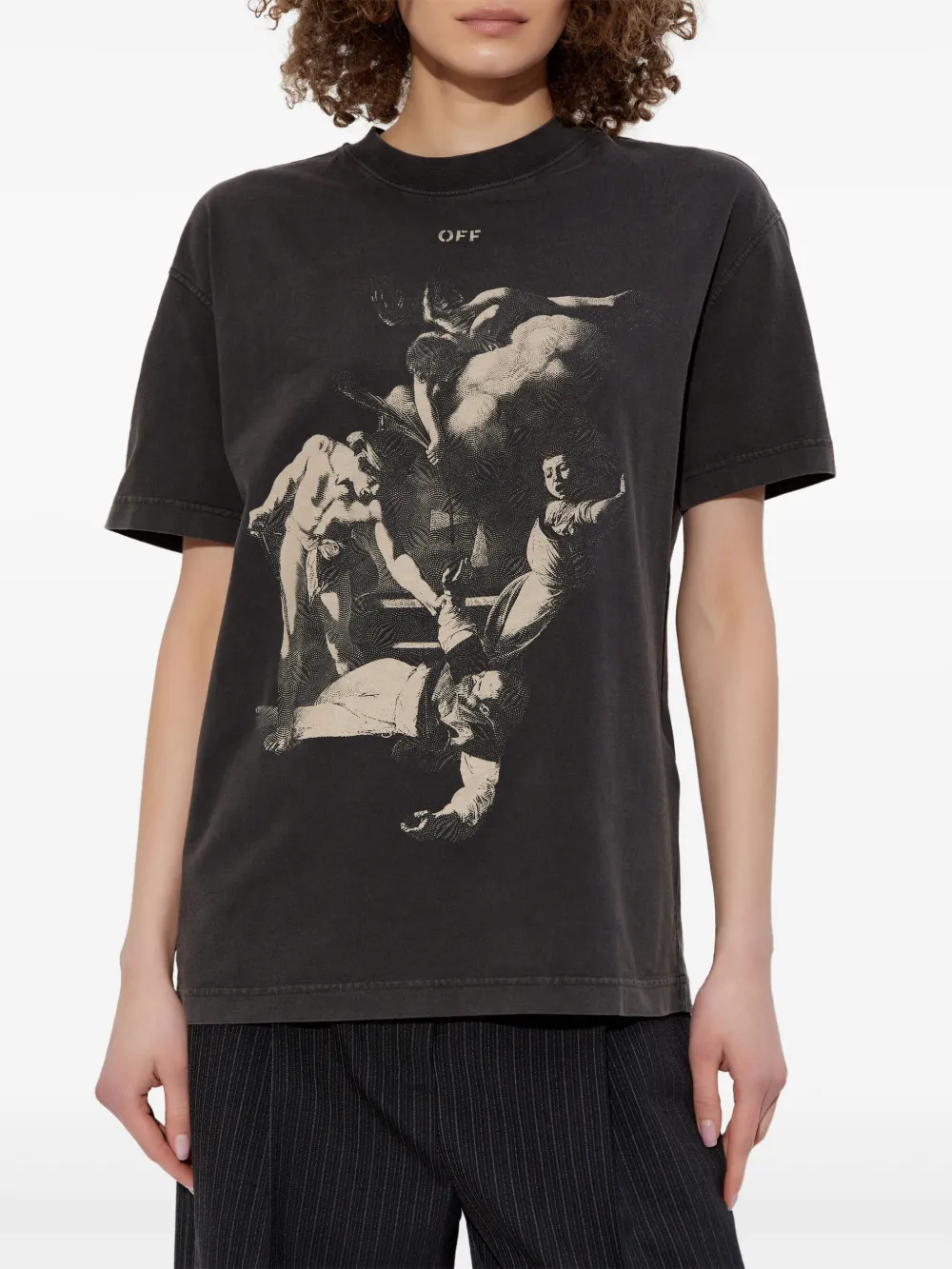 Off-White T-shirt met grafische print Zwart