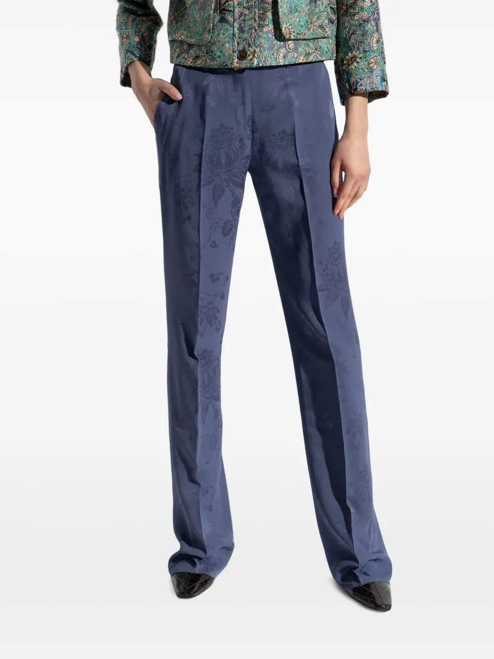 ETRO Broek met bloemenprint Blauw