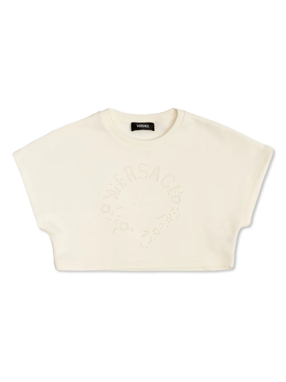 Versace Kids T-shirt met geborduurd logo Wit