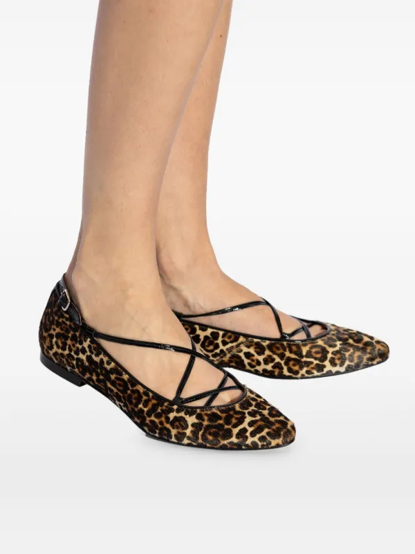 leopard-print Ballerina Shoes Brown FARFETCH IN