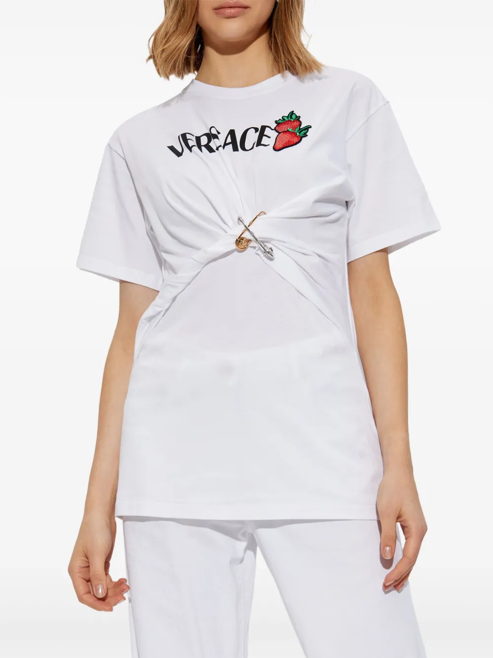 Versace Medusa Safety Pin T-shirt Wit