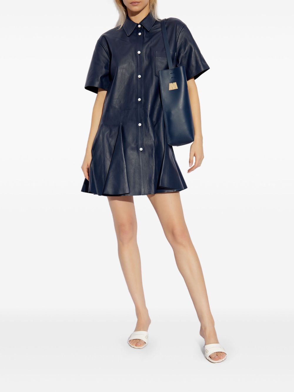 Marni leather shirt dress - Blauw