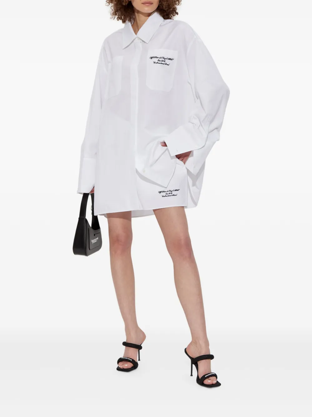 Off-White embroidered logo shirt dress - Wit