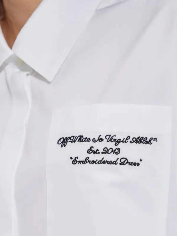【関税&送料込み】Off-White Dress With Logo Off-White Embroidered Logo Shirt Dress | White | FARFETCH AZ