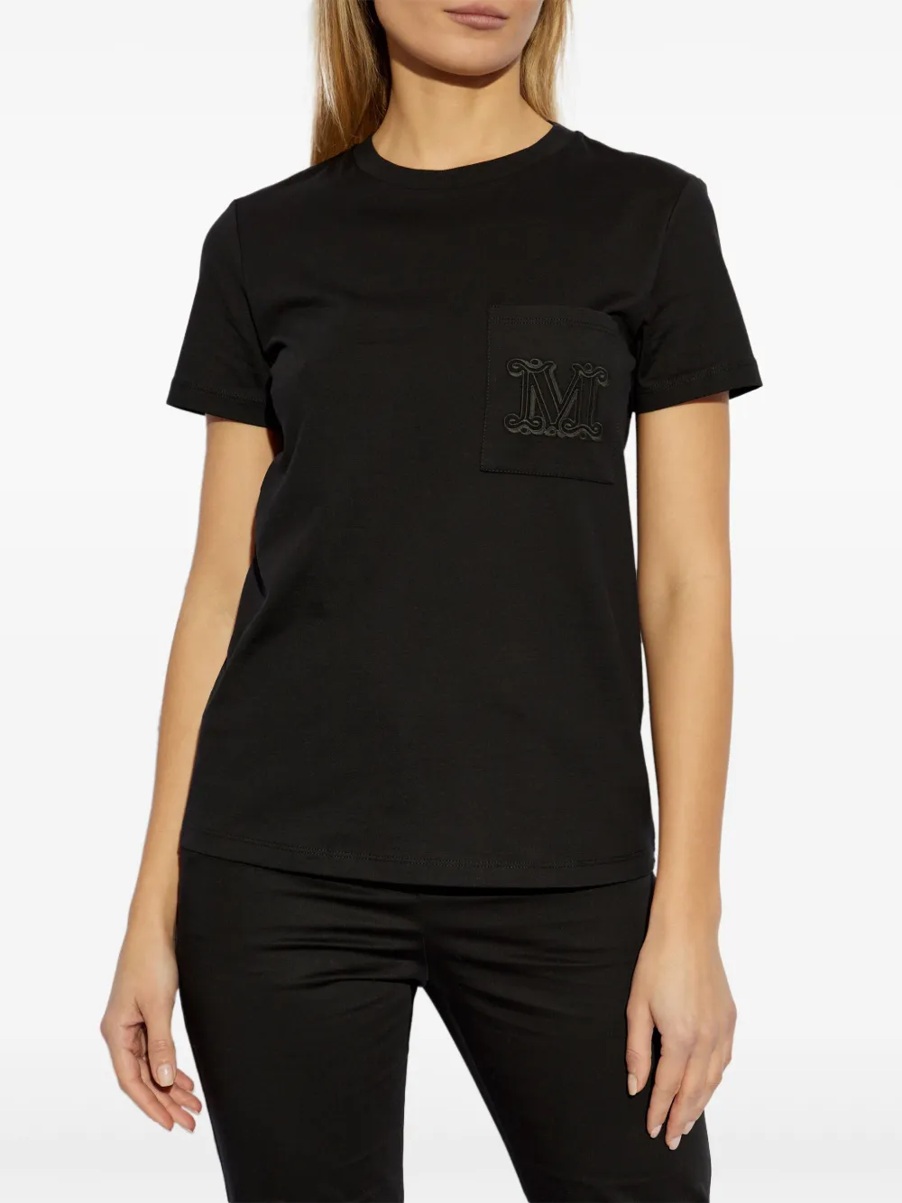 Max Mara T-shirt met geborduurd logo Zwart
