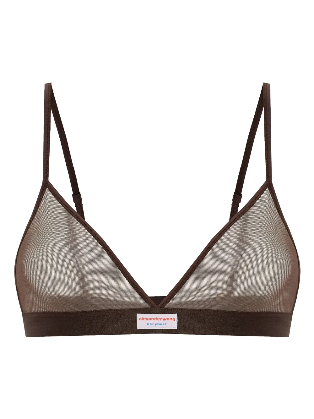 semi-sheer logo-tag bra