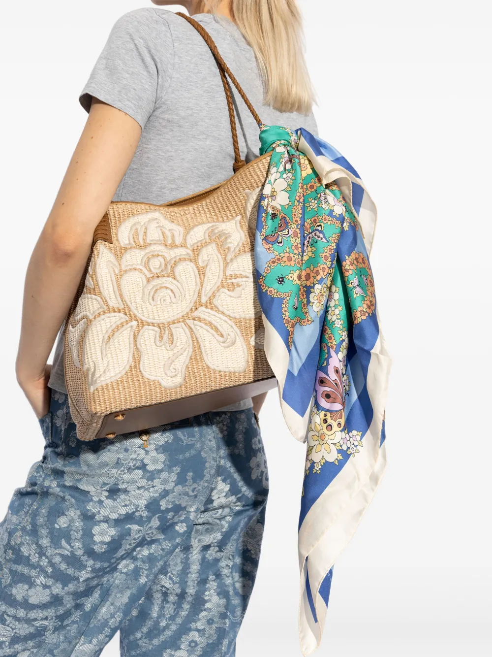 ETRO Sjaal met bloemenprint Blauw