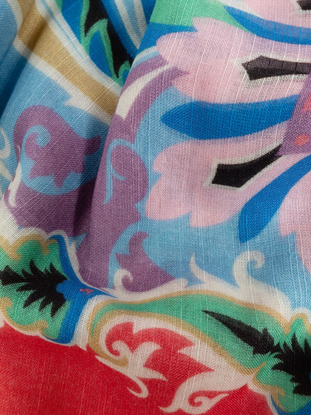 Etro Paisley Print Frayed Scarf In Blue