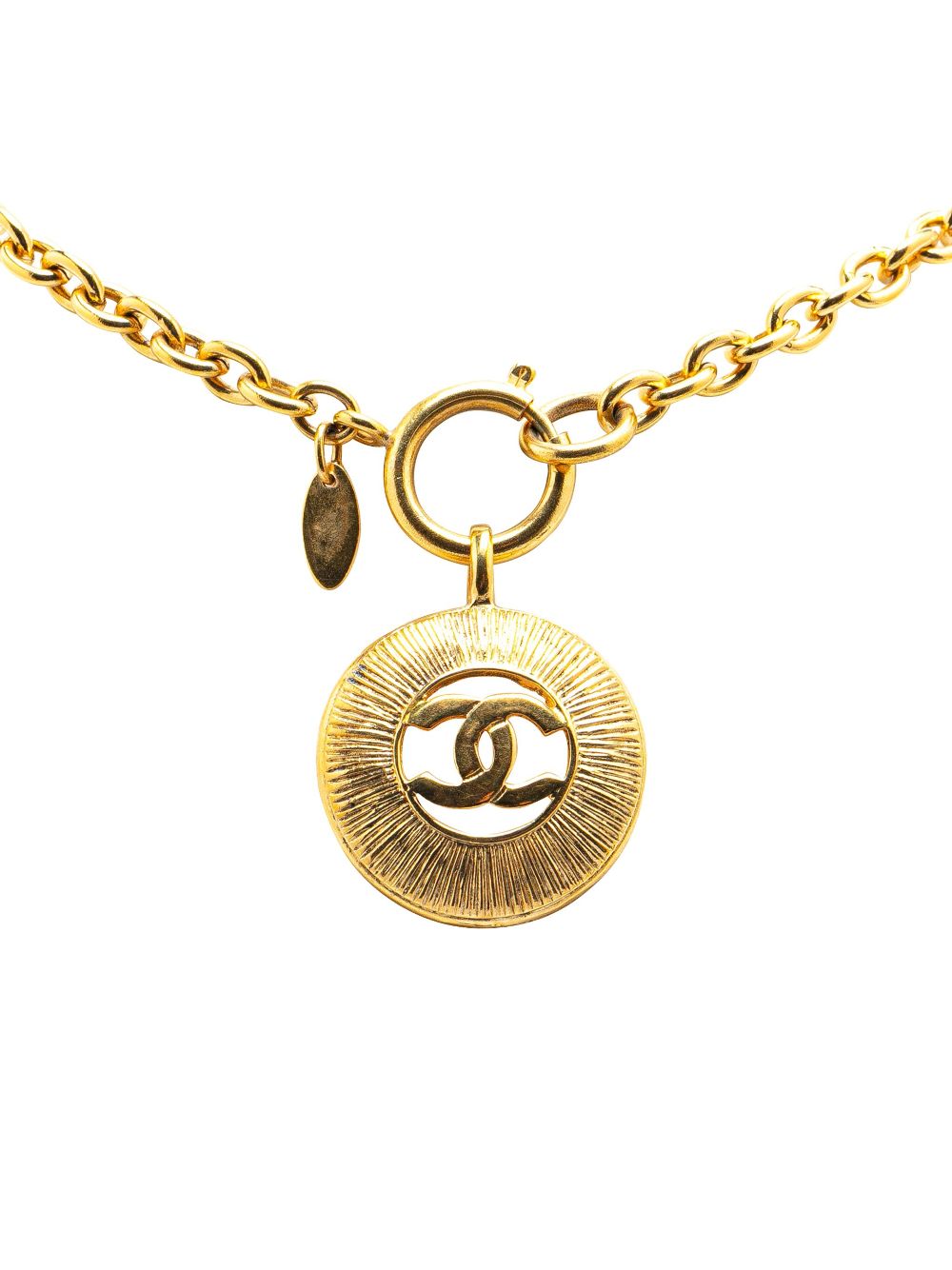 CHANEL Pre-Owned 20th Century Gold Plated CC Round Pendant Necklace costume necklace