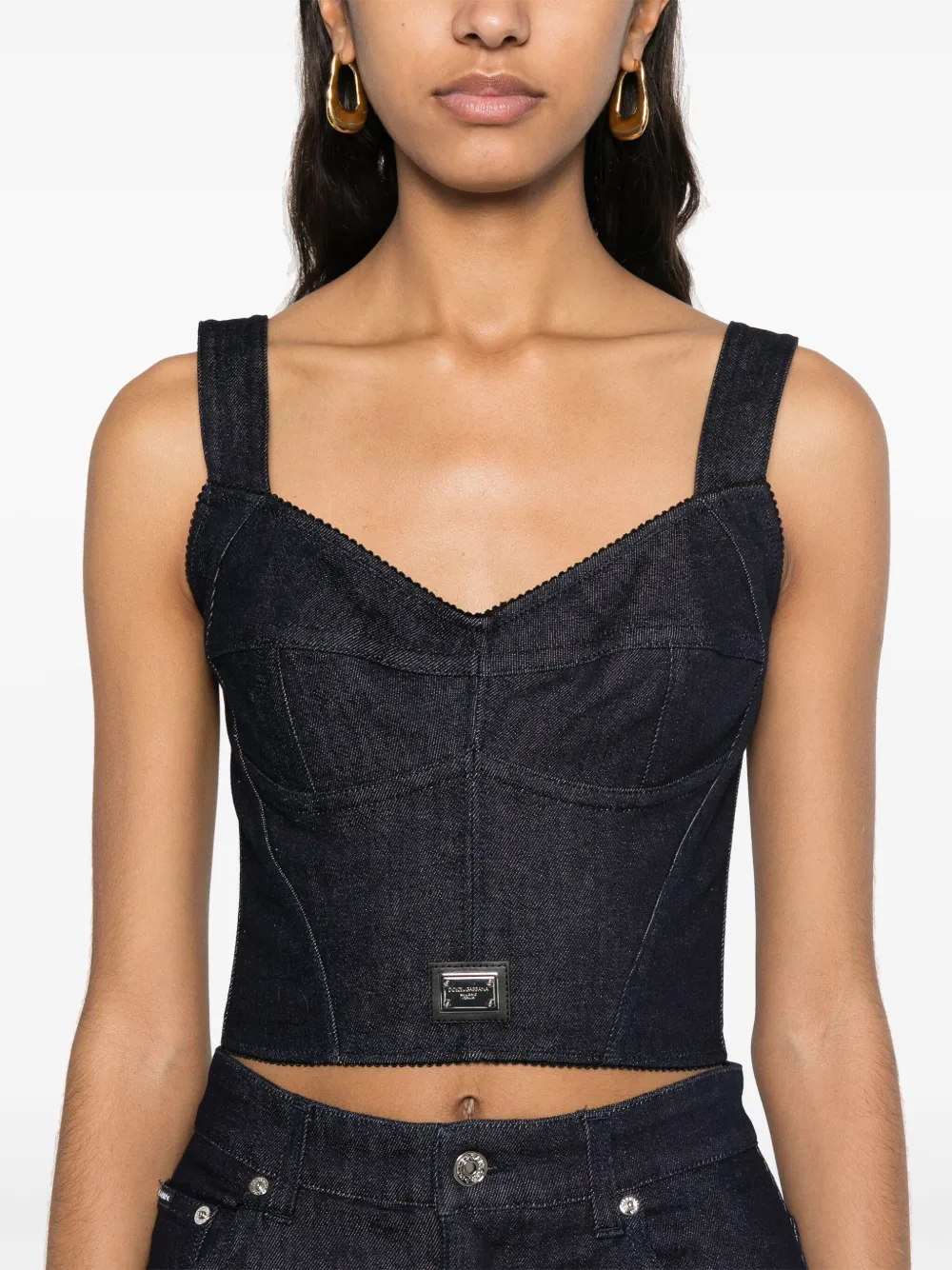 Dolce & Gabbana Cotton Denim Bra Top In Blue
