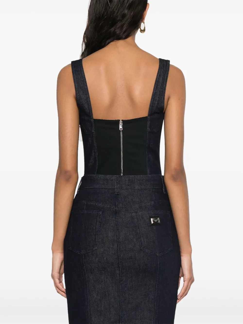 Dolce & Gabbana Cotton Denim Bra Top In Blue